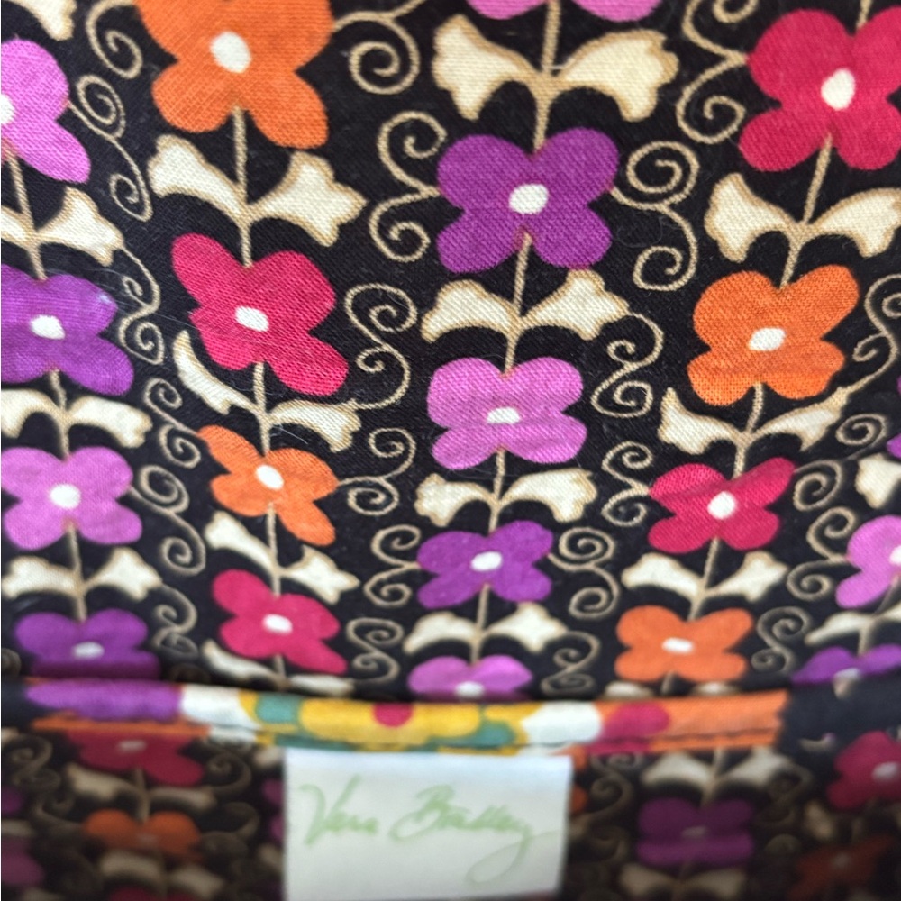 Vera Bradley Black Quilted Floral Crossbody with Pink Orange Purple Accents - Picture 5 of 5